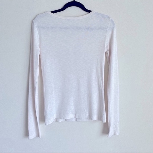VINCE SLUB COTTON HENLEY LAYERING TEE SHIRT NEUTRAL COTTAGECORE CAPSULE MODEST M - Picture 2 of 4